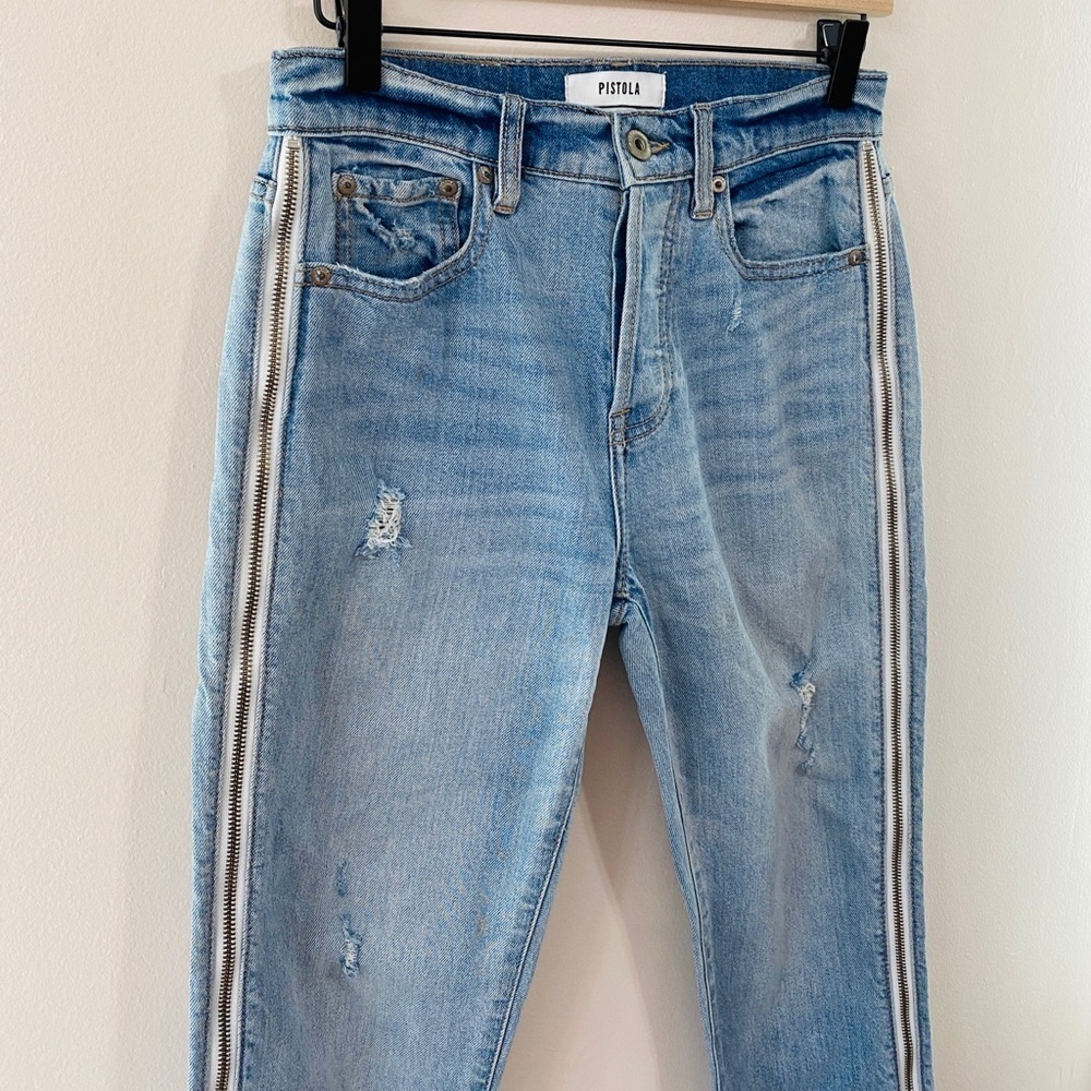 PISTOLA Charlie Straight Leg Zip Jean in “Utopia” w/ Frayed Raw Hems, Size 26 - Picture 5 of 10